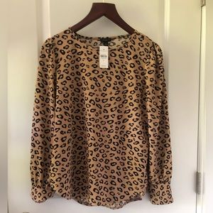 Leopard Ann Taylor pull over silky shirt